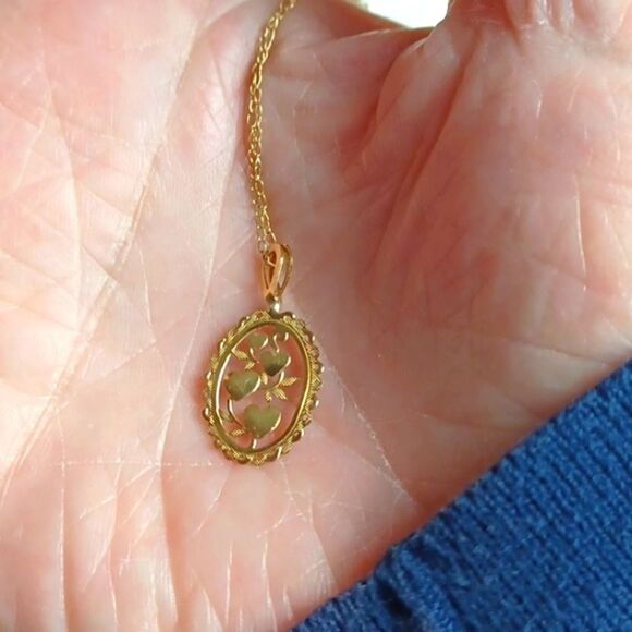 14KT GOLD‎ Chain /W Flower Cut Out Pendant 18 L .09 Gold - Picture 3 of 10